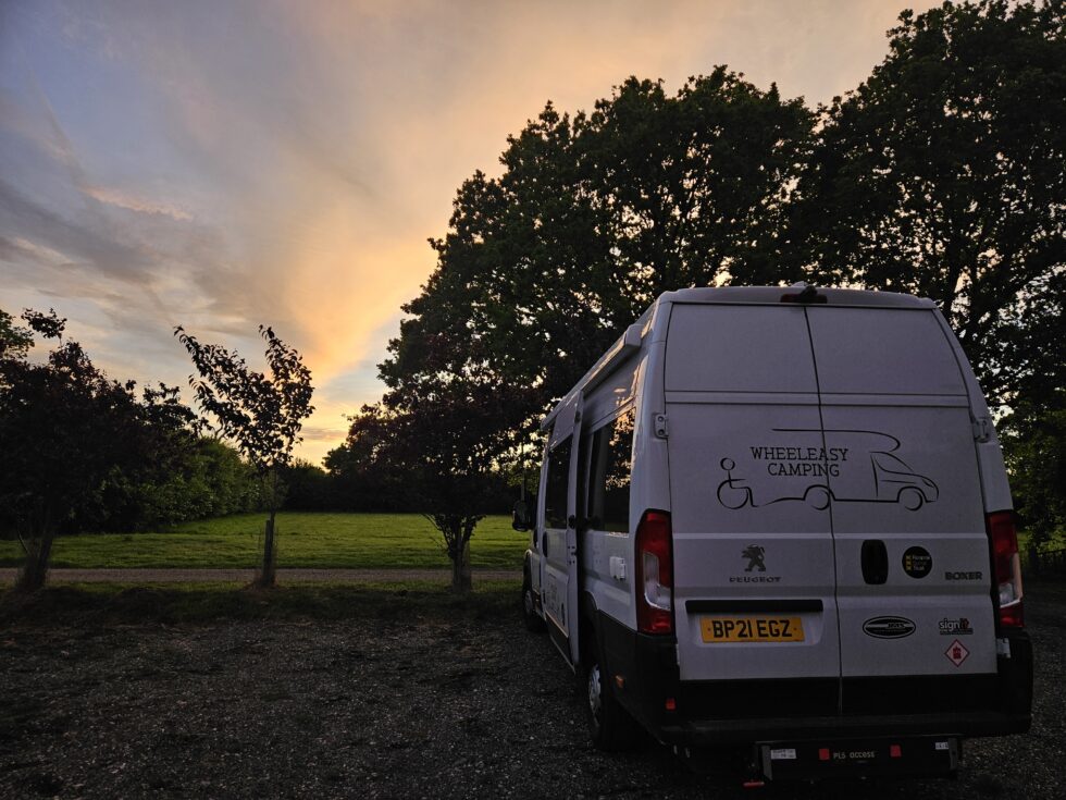 Paddy the accessible campervan parked during a trip